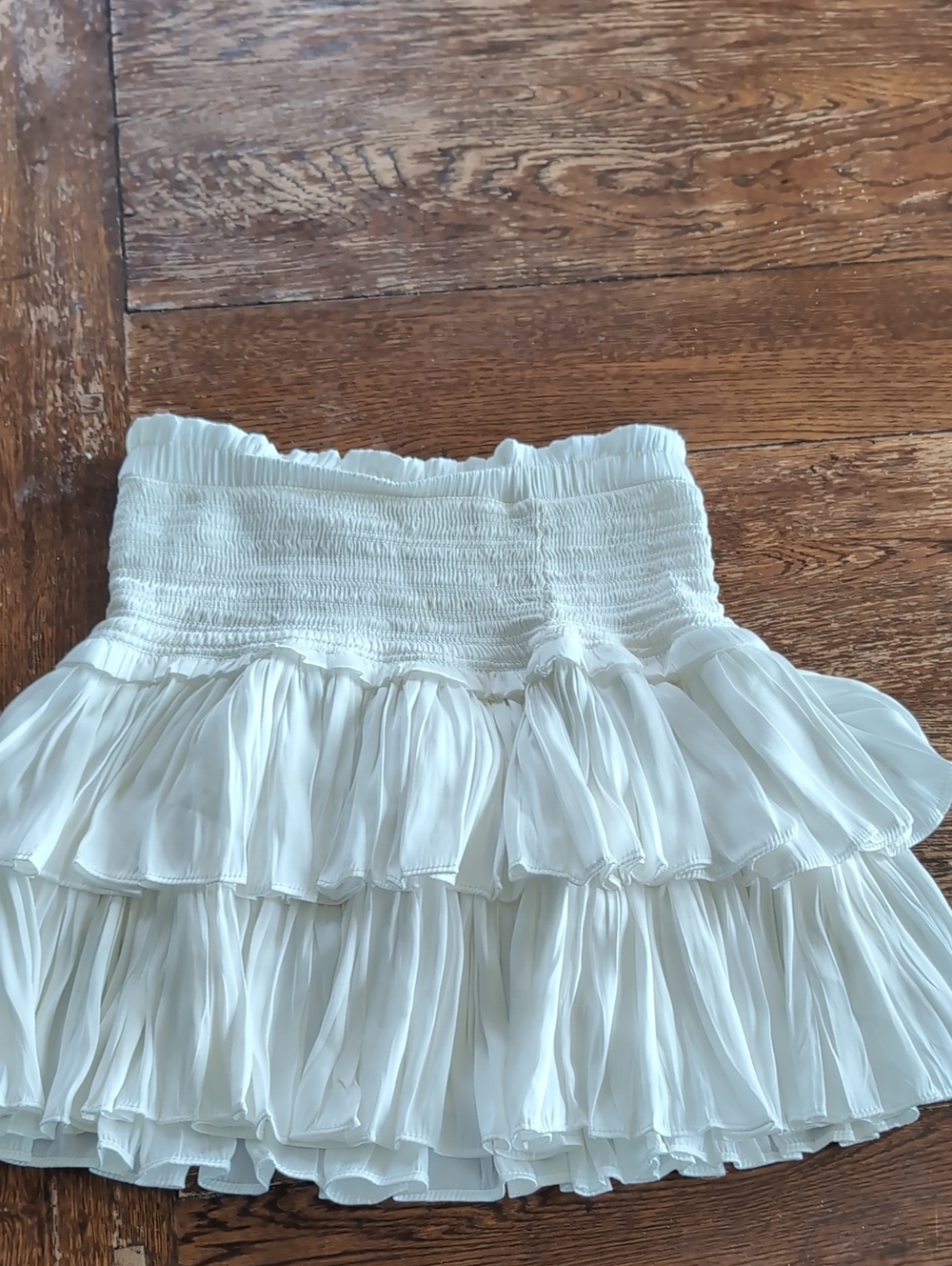 Women's Cream Tiered Ruffle Mini Skirt